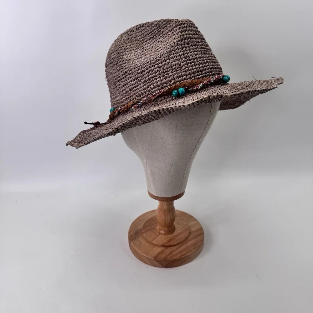 Wallaroo Neutral Straw Beach Sun Hat with Braided Accent